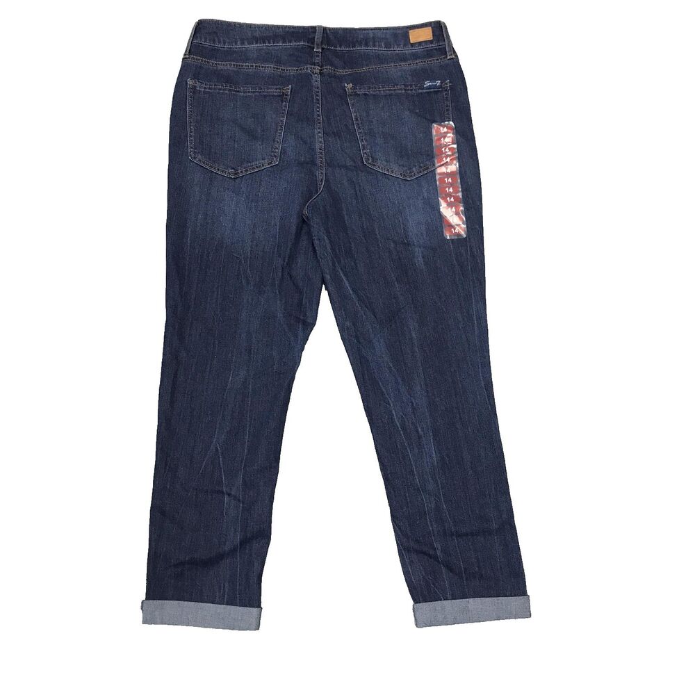 Seven7 Weekend Slim Fit Jeans Womens 14 Blue High Rise Cuffed Stretch Denim NEW!